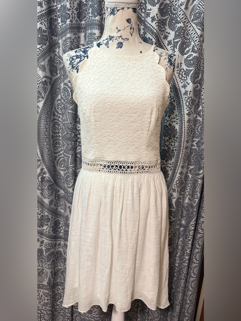 BCX white Lace Halter high-low Dress (juniors 9)